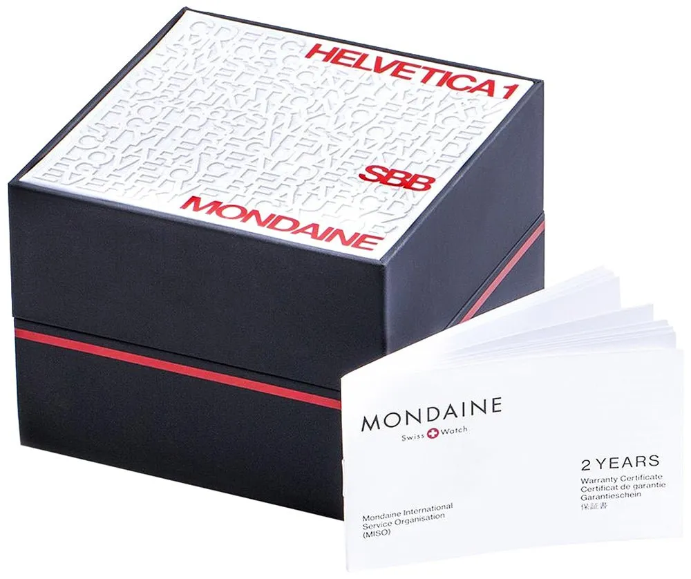 Mondaine Helvetica No1 Bold Stainless Steel Mens Smartwatch Red Leather Strap MH1.B2S80.LC