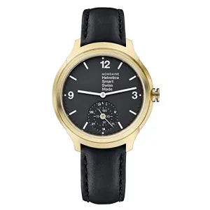 Mondaine Men's Helvetica Stainless Steel Quartz Watch with Leather Strap, Black, 20 (Model: MH1B2S20LB)