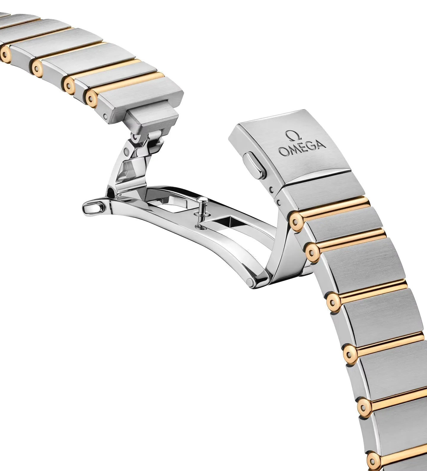 Omega Constellation Stainless Steel & 18K Yellow Gold Silver Dial Diamonds Quartz Womens Watch 131.25.28.60.52.002