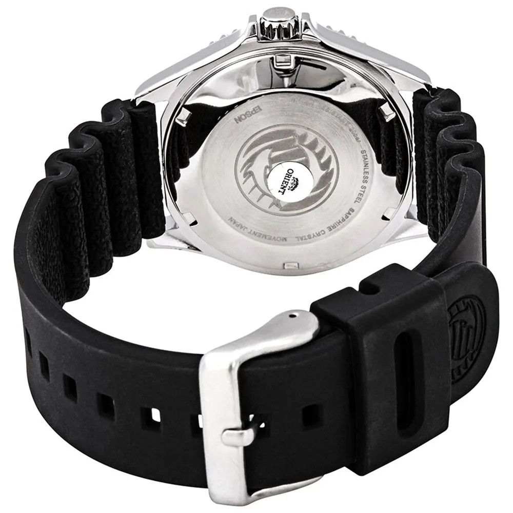 Orient Kamasu Automatic Black Silicone Strap Blue Dial Day-Date Divers Mens Watch RA-AA0006L19B
