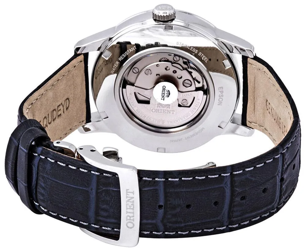 Orient Sun And Moon Version 3 Automatic Stainless Steel Blue Leather Strap Blue Dial Day-Date Mens Watch FAK00005D0