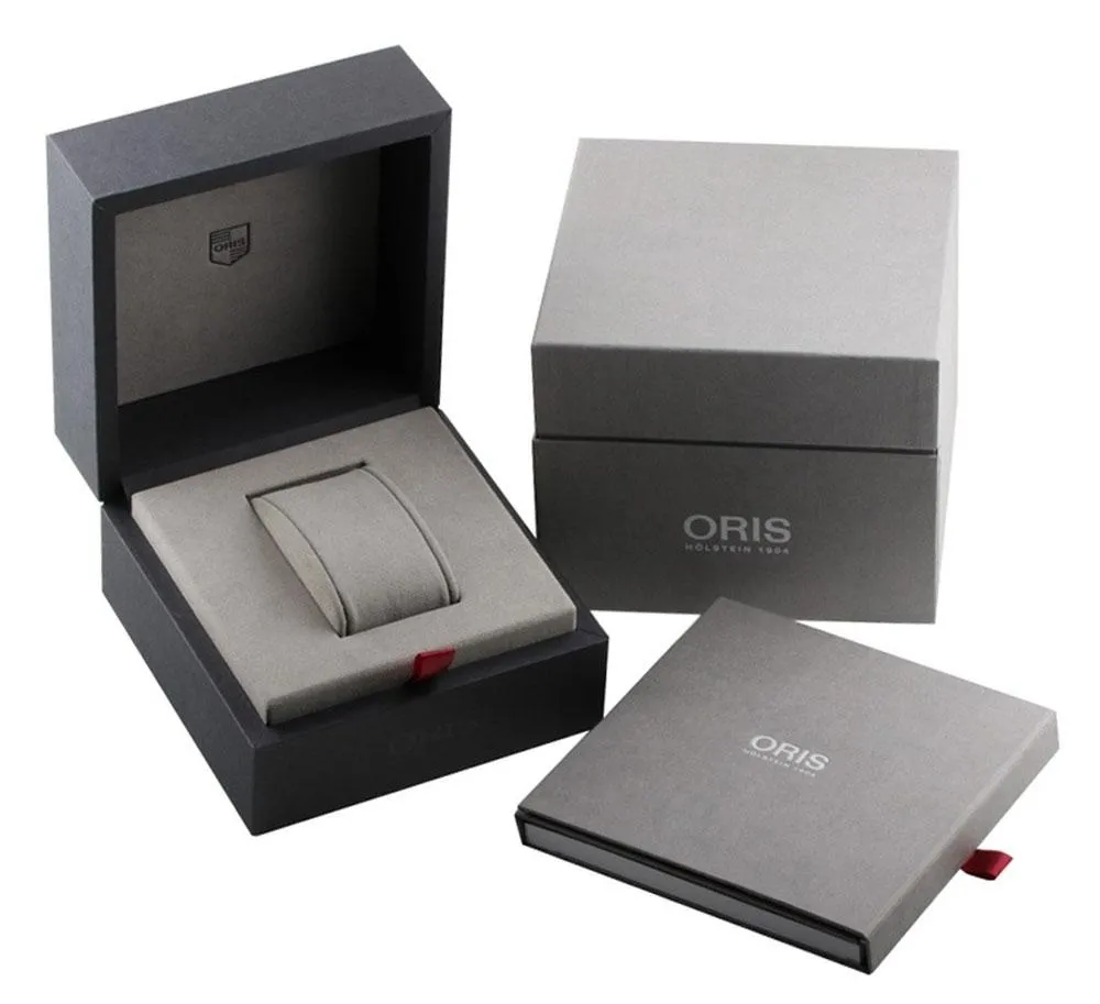 Oris Divers Sixty-Five Automatic Chronograph Stainless Steel Brown Leather Strap Black Dial Mens Watch 771 7744 4354-LS