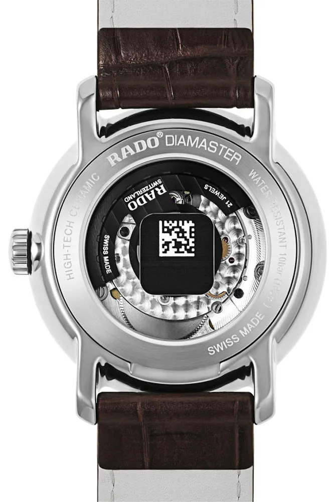 Rado DiaMaster XL Plasma High Tech Ceramic Automatic Champagne Dial Date Brown Strap Mens Watch R14074256