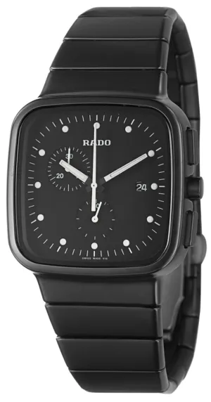 Rado R5.5 Quartz Chronograph Black Ceramic Mens Watch Black Dial Date R28886182
