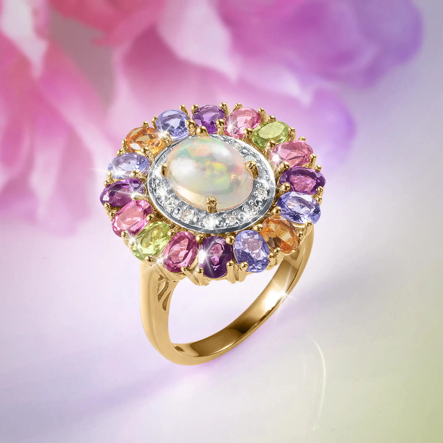 Rainbow Opal Ladies Ring