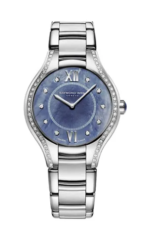 Raymond Weil Noemia Stainless Steel Diamonds Blue Mother-Of-Pearl Dial Quartz Womens Watch 5132-STS-00955