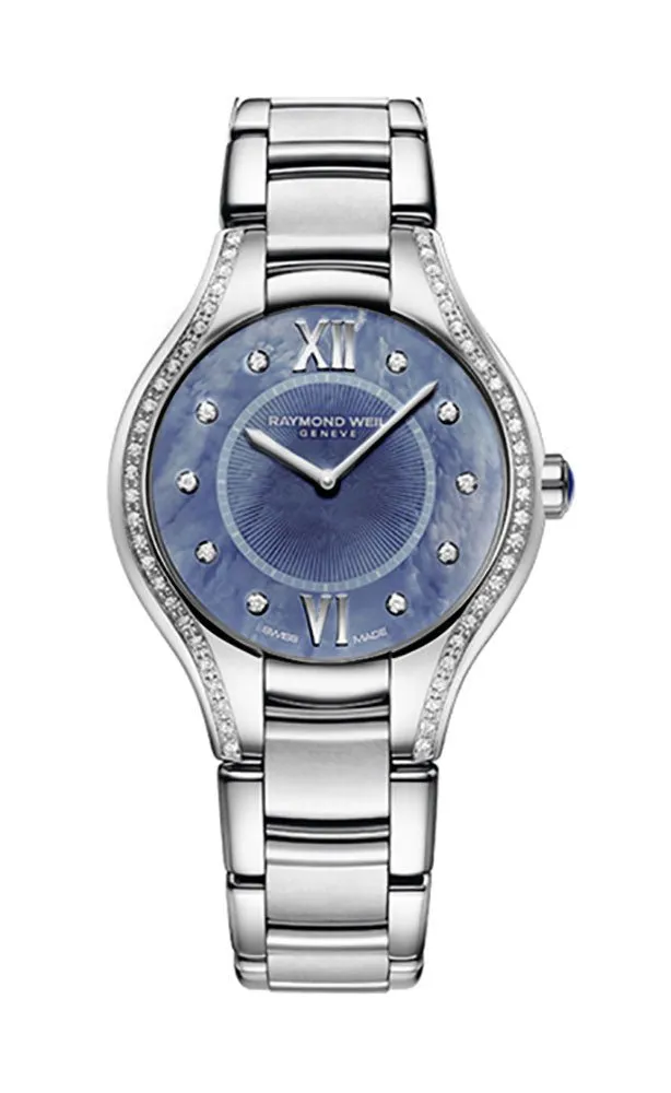 Raymond Weil Noemia Stainless Steel Diamonds Blue Mother-Of-Pearl Dial Quartz Womens Watch 5132-STS-00955