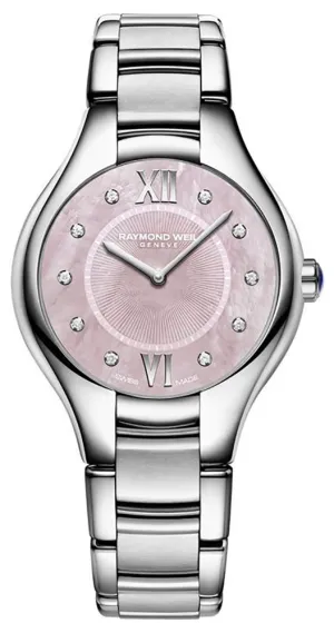 Raymond Weil Noemia Stainless Steel Pink Mother-of-Pearl Dial Diamonds Quartz Womens Watch 5132-ST-00986