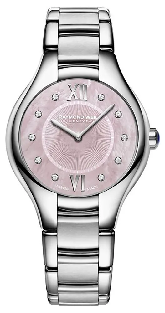 Raymond Weil Noemia Stainless Steel Pink Mother-of-Pearl Dial Diamonds Quartz Womens Watch 5132-ST-00986