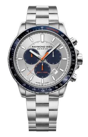 Raymond Weil Tango Chronograph Stainless Steel Silver Dial Date Quartz Divers Mens Watch 8570-ST3-65501