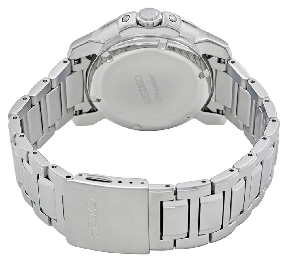 Seiko Premier Kinetic Stainless Steel Black Dial Perpetual Calendar Date Mens Watch SNP141P1