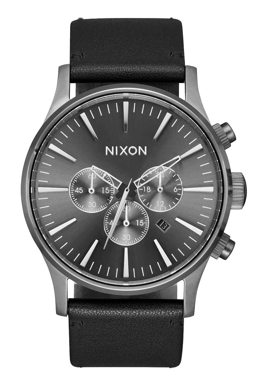 Sentry Chrono Leather - All Gunmetal / Black