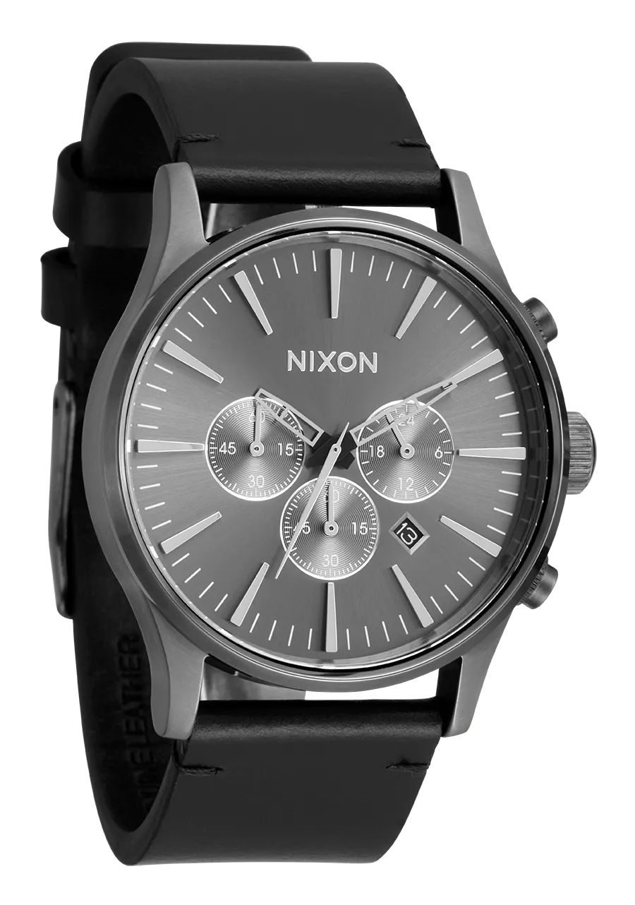 Sentry Chrono Leather - All Gunmetal / Black