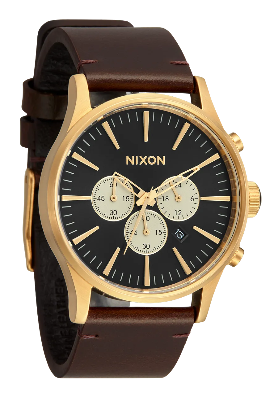 Sentry Chrono Leather - Gold / Indigo / Brown