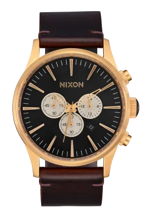 Sentry Chrono Leather - Gold / Indigo / Brown