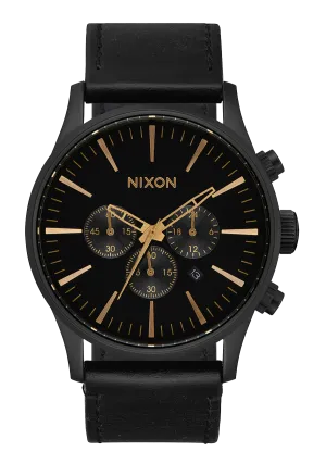 Sentry Chrono Leather - Matte Black / Gold / Black