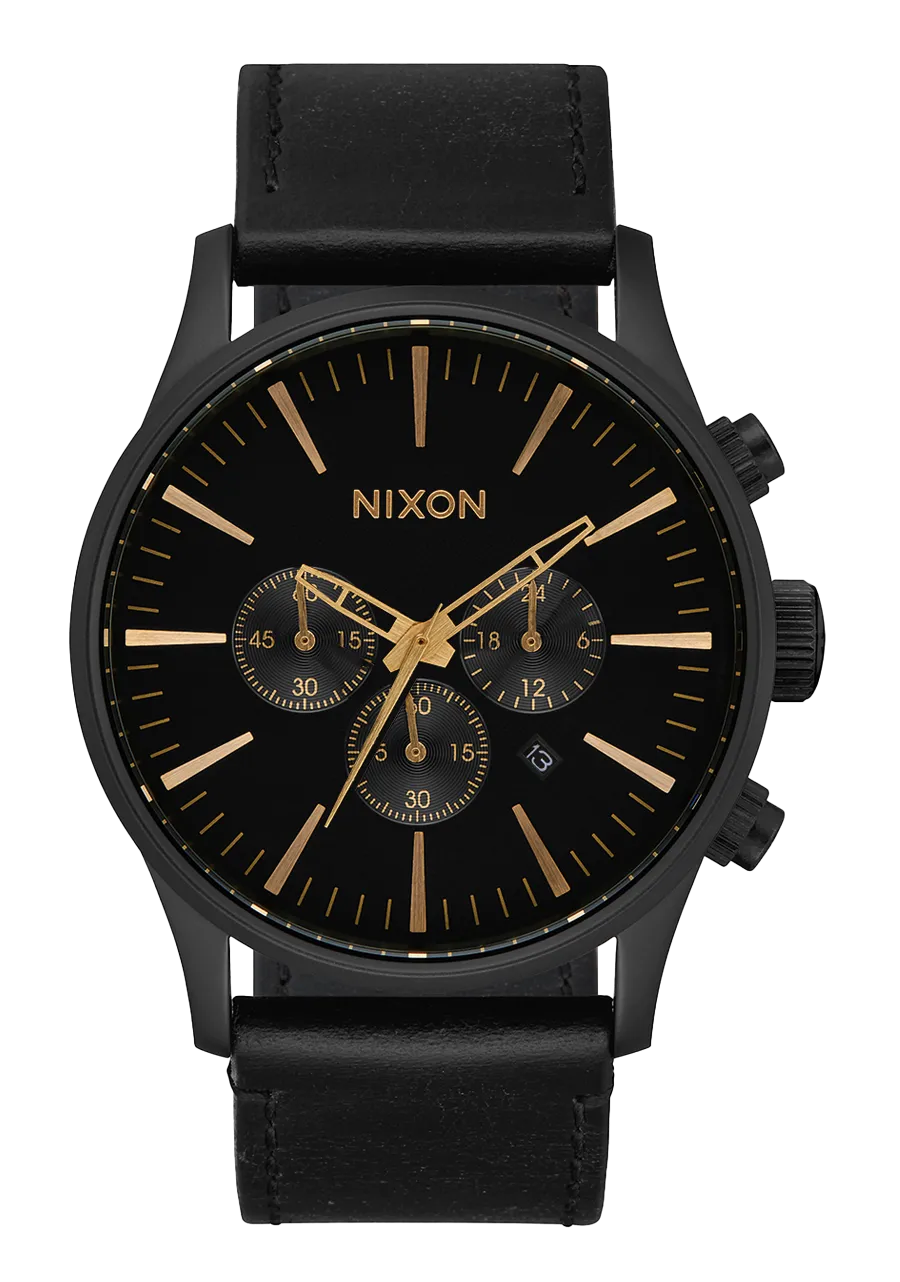Sentry Chrono Leather - Matte Black / Gold / Black