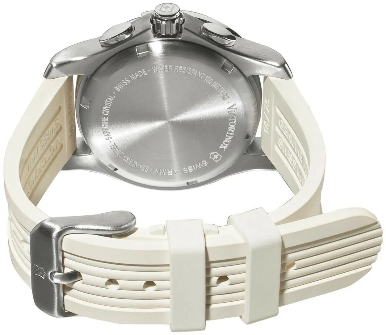 Swiss Army Alliance Sport Chronograph Quartz Steel Womens Watch White Strap Date 241504