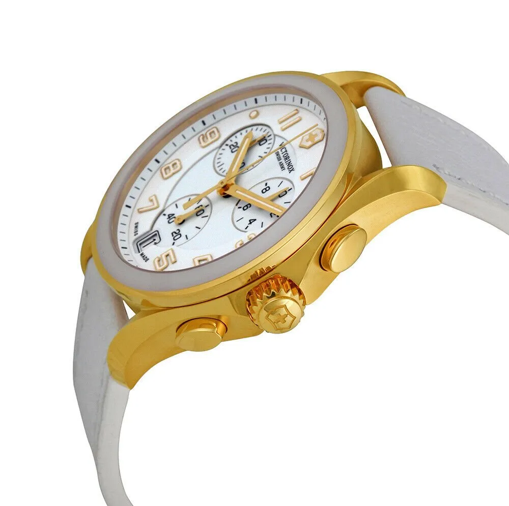Swiss Army Chrono Classic Gold Tone Stainless Steel & Ceramic Womens Strap Watch White Dial 241511