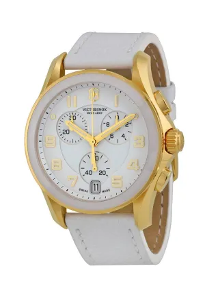 Swiss Army Chrono Classic Gold Tone Stainless Steel & Ceramic Womens Strap Watch White Dial 241511