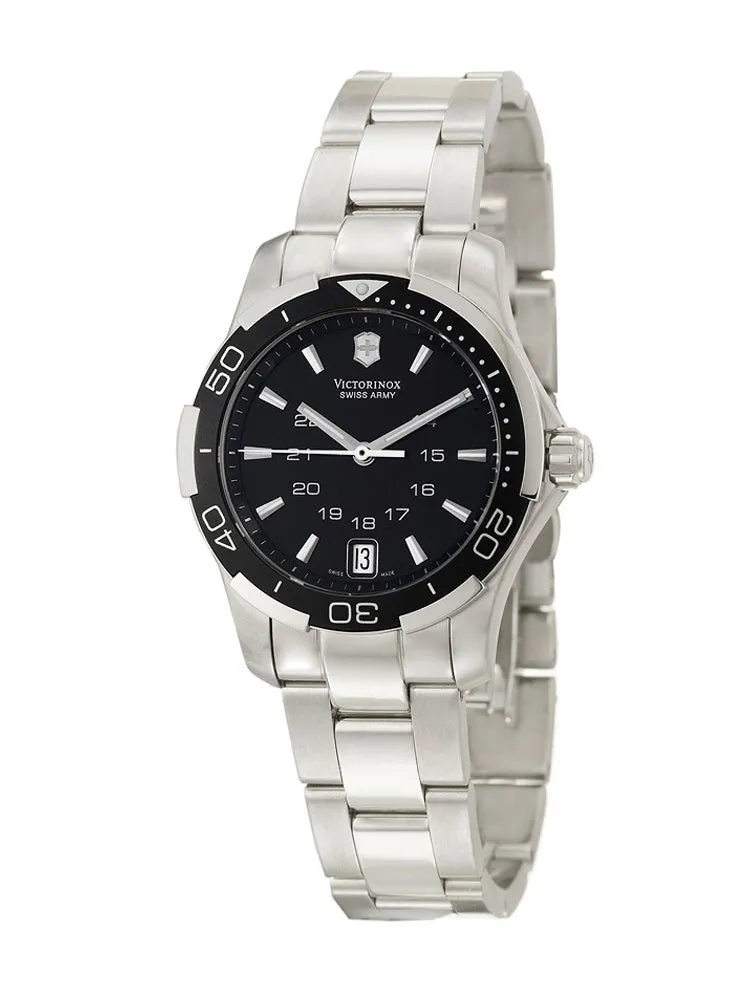 Swiss Army Classic Alliance Sport Stainless Steel Womens Watch Black Dial Calendar 241305