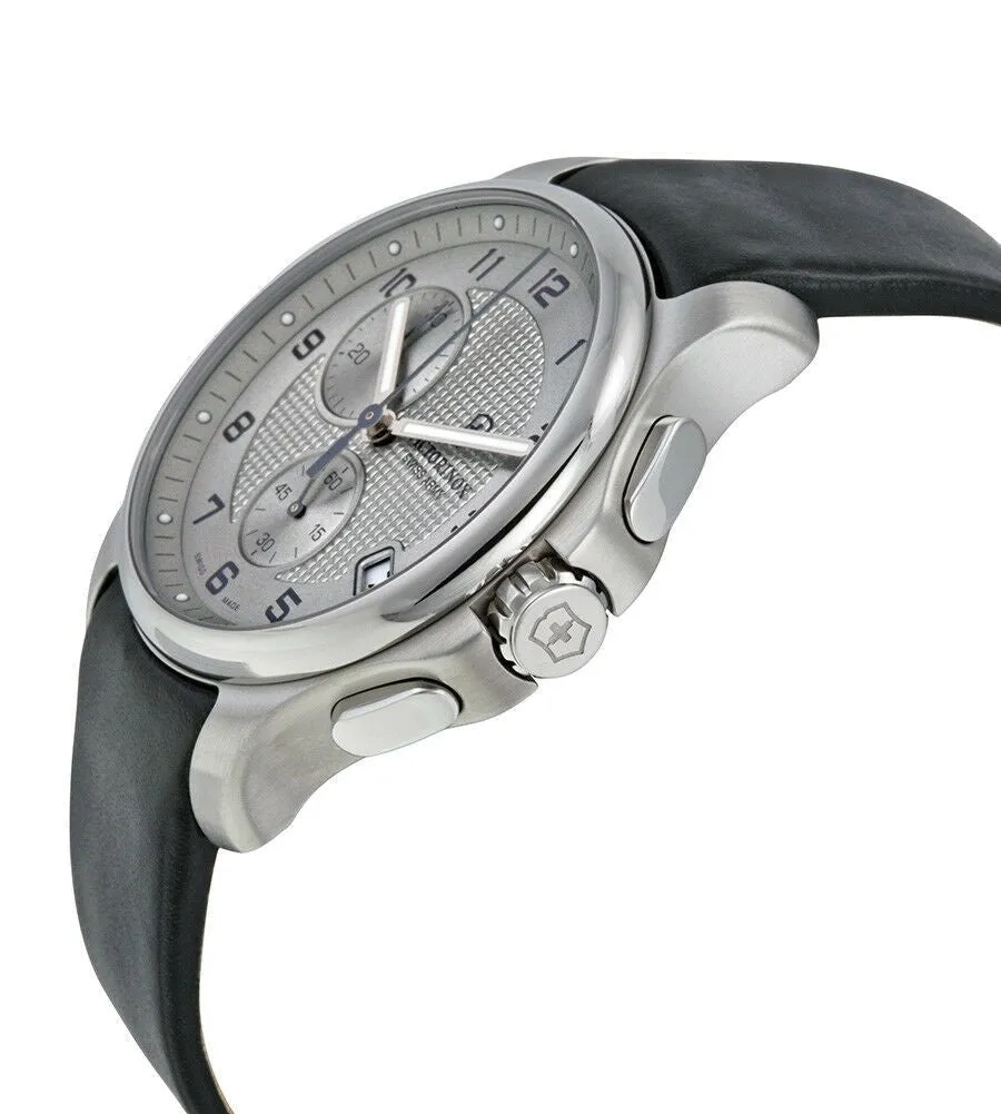 Swiss Army Classic Officer's Chronograph Stainless Steel Mens Strap Watch Silver Dial 241553