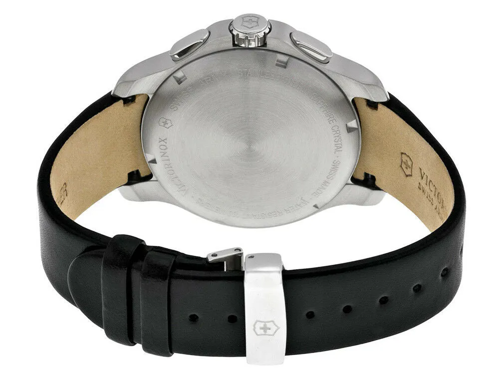 Swiss Army Classic Officer's Chronograph Stainless Steel Mens Strap Watch Silver Dial 241553