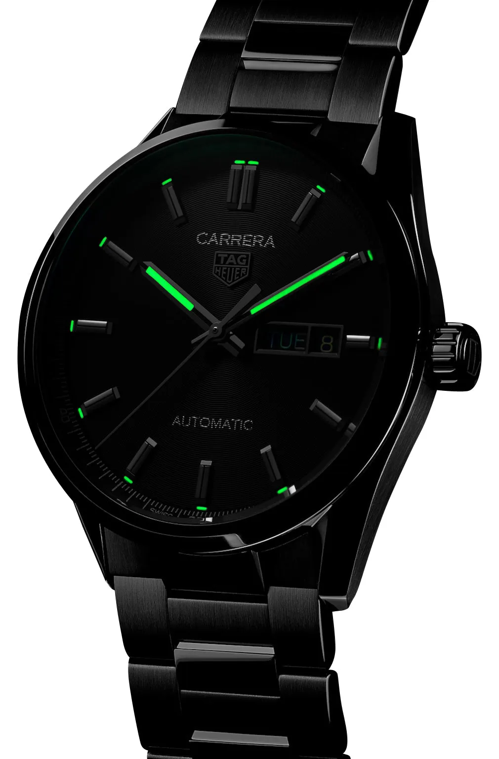 TAG Heuer Carrera Automatic Stainless Steel Black Dial Day/Date Mens Watch WBN2010.BA0640