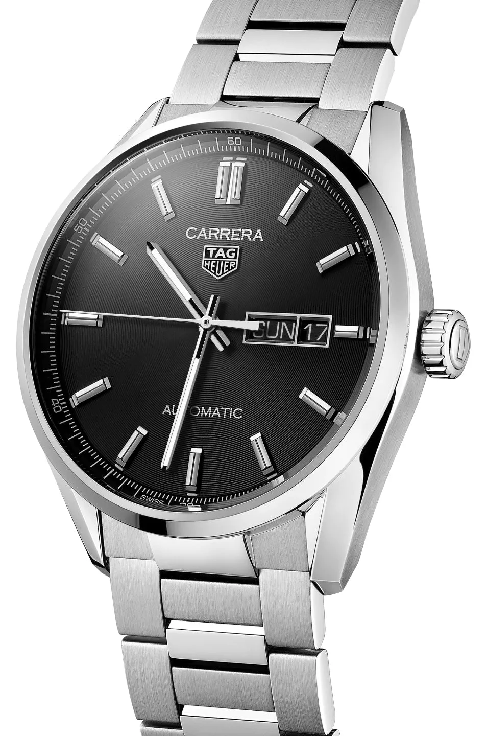 TAG Heuer Carrera Automatic Stainless Steel Black Dial Day/Date Mens Watch WBN2010.BA0640