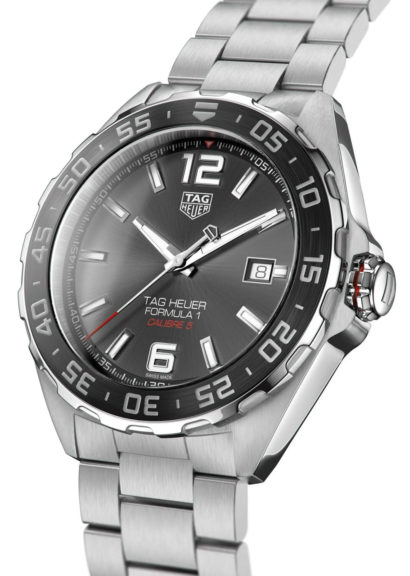 TAG Heuer Formula 1 Automatic Stainless Steel Gray Dial Date Divers Mens Watch WAZ2011.BA0842