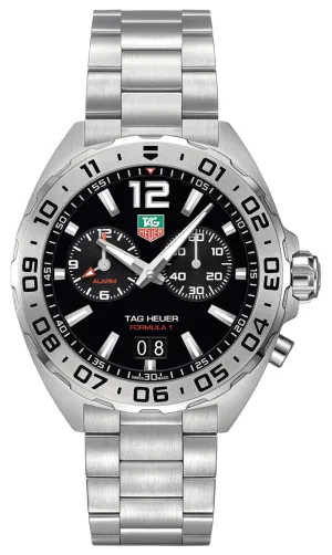 TAG Heuer Formula 1 Stainless Steel Black Dial Date Alarm Divers Quartz Mens Watch WAZ111A.BA0875