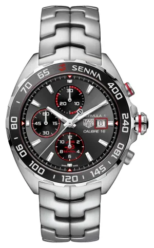 TAG Heuer Formula 1 x Senna Special Edition Automatic Chronograph Stainless Steel Gray Dial Date Divers Mens Watch CAZ201D.BA0633