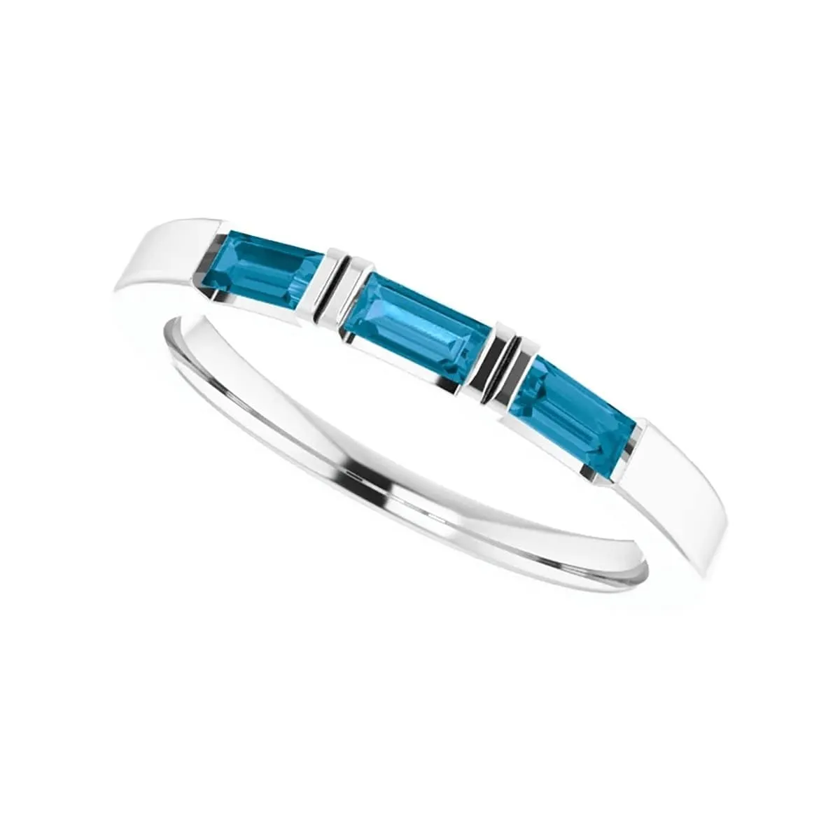 Three Stone Ring in London Blue Topaz