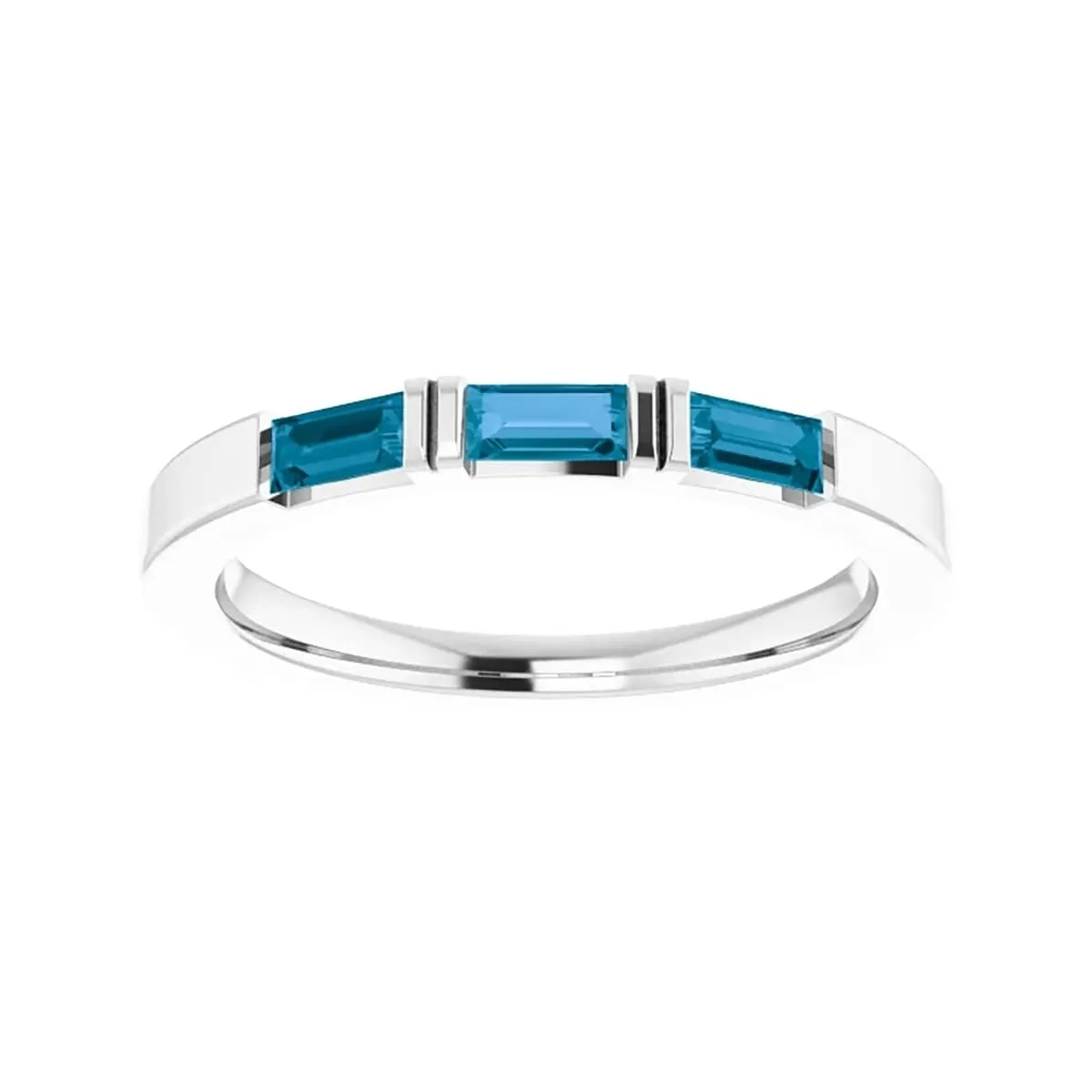 Three Stone Ring in London Blue Topaz