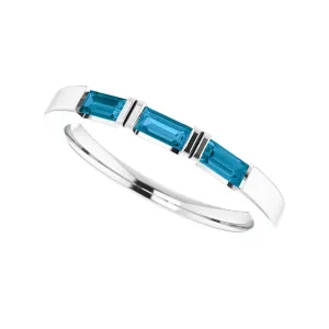 Three Stone Ring in London Blue Topaz