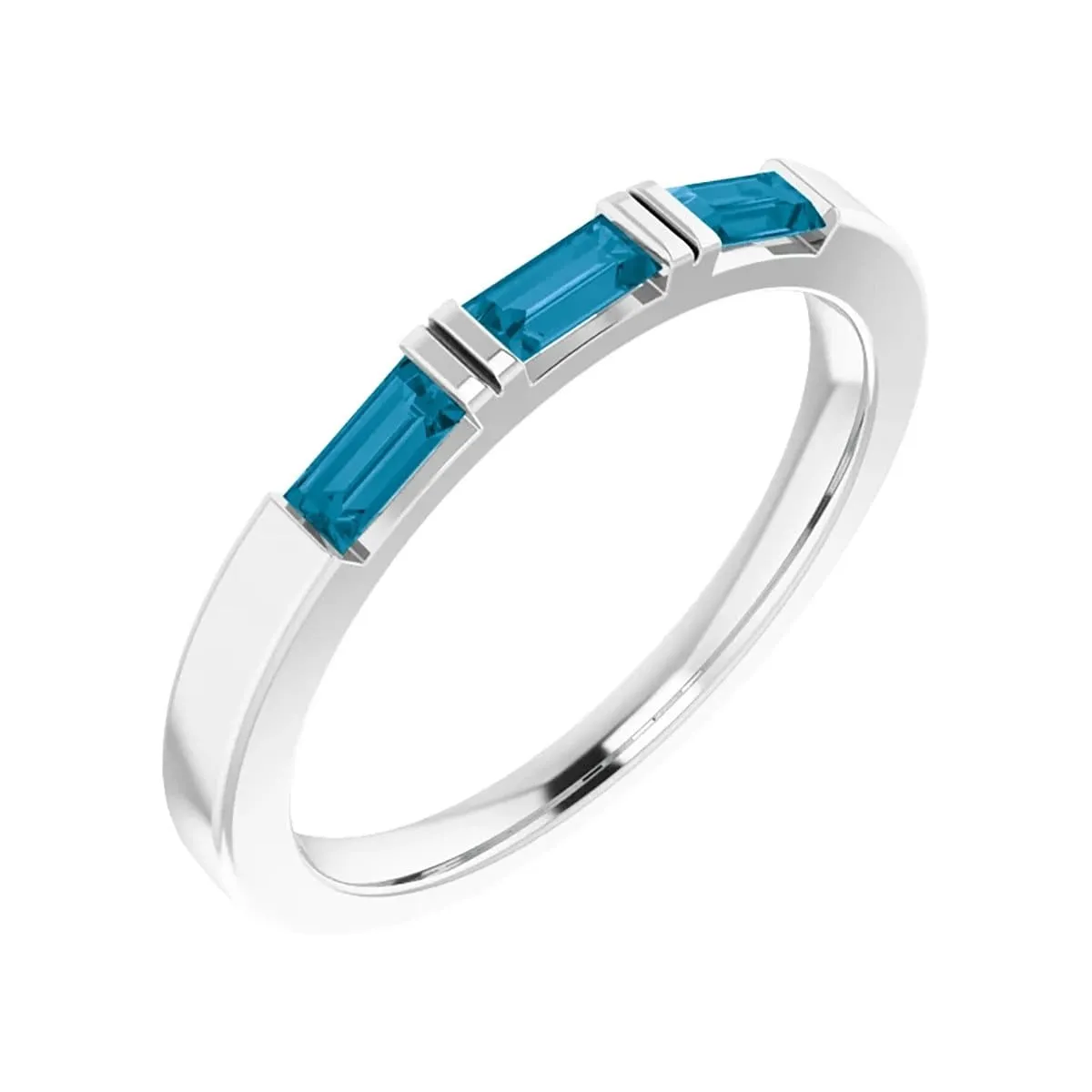 Three Stone Ring in London Blue Topaz