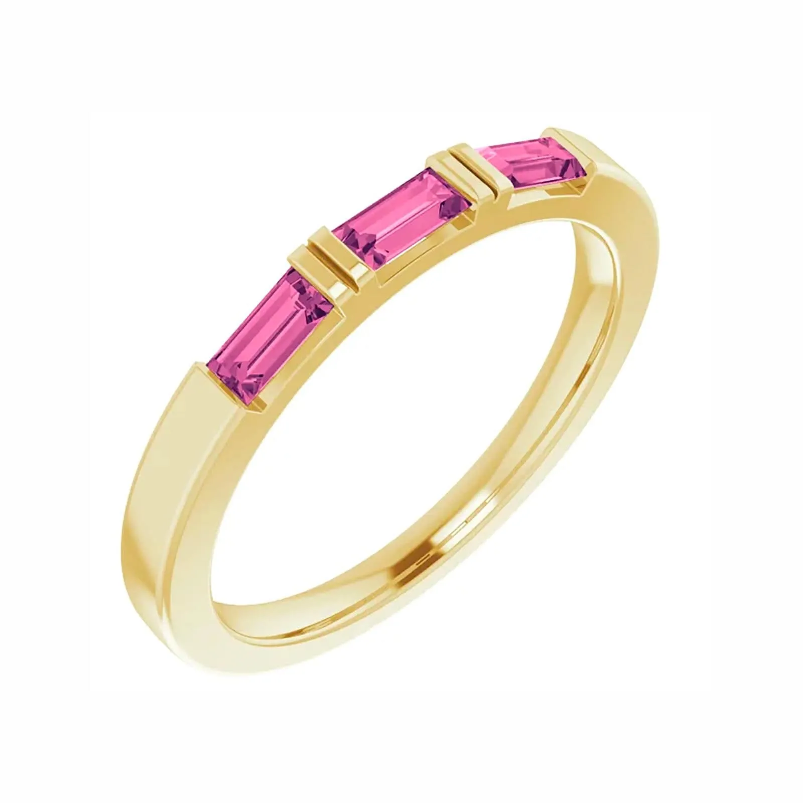 Three Stone Ring in Pink Tourmaline