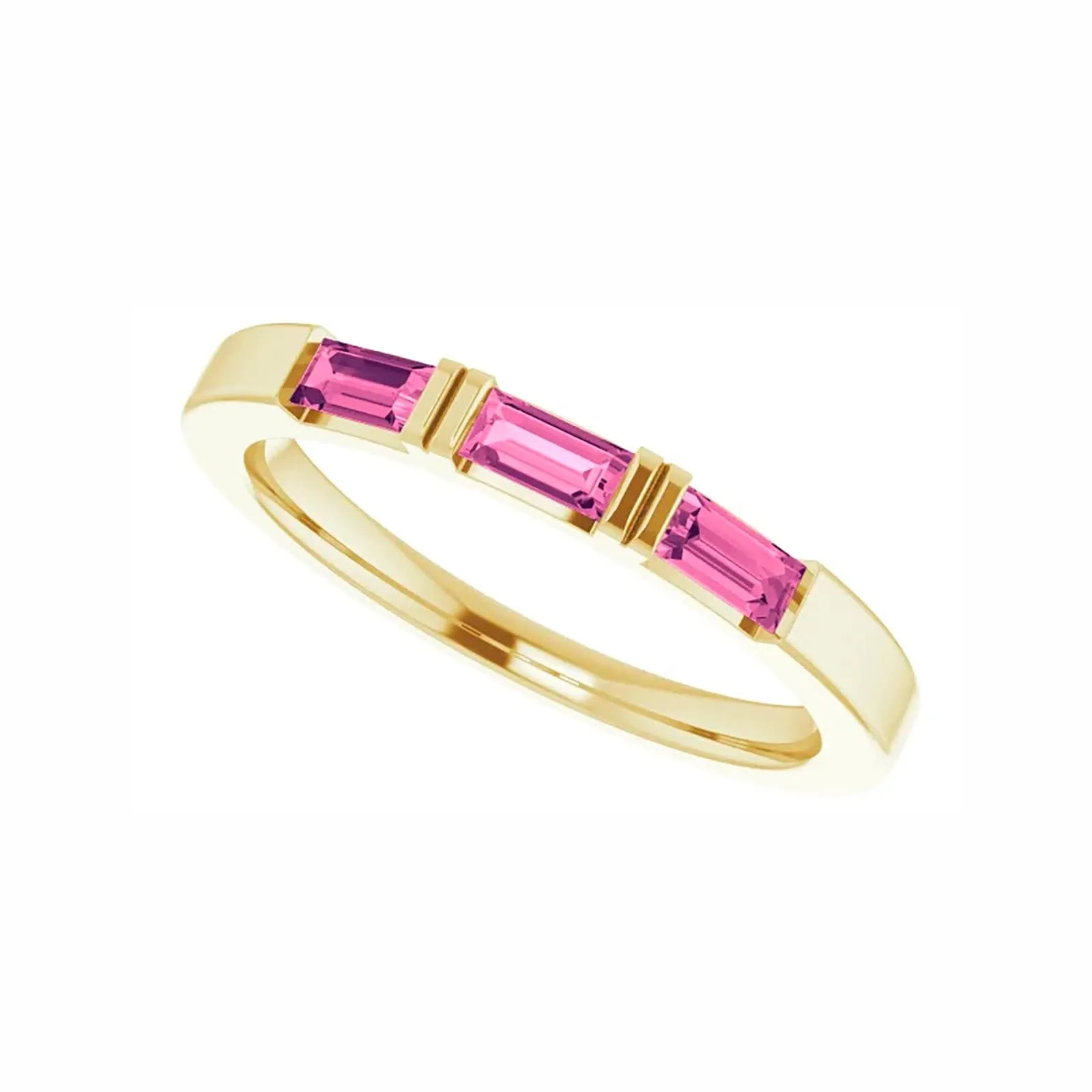 Three Stone Ring in Pink Tourmaline