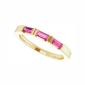 Three Stone Ring in Pink Tourmaline