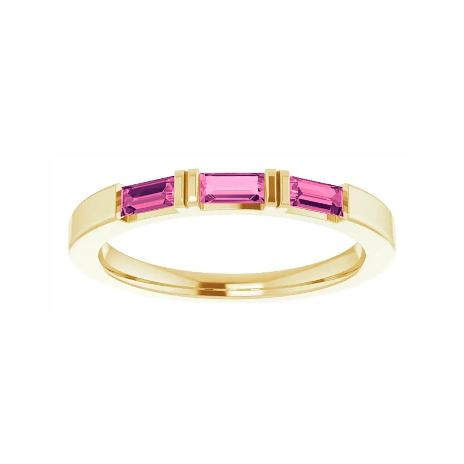 Three Stone Ring in Pink Tourmaline