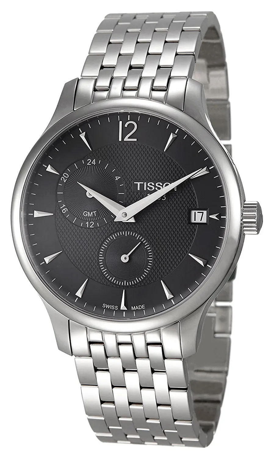 Tissot T-Classic Tradition Stainless Steel GMT Anthracite Dial Date Quartz Mens Watch T0636391106700
