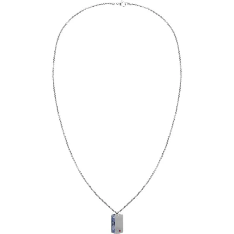 Tommy Hilfiger Mens Stone Set Tag Necklace 2790437