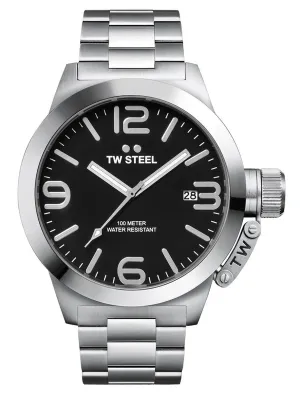 TW Steel Canteen Stainless Steel Black Dial Date Quartz Mens Watch CB1