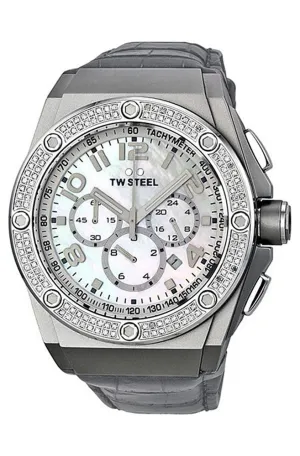 TW Steel CEO Chronograph Date Stainless Steel CE4005 Diamond Bezel Mother of Pearl Mens Watch Quartz