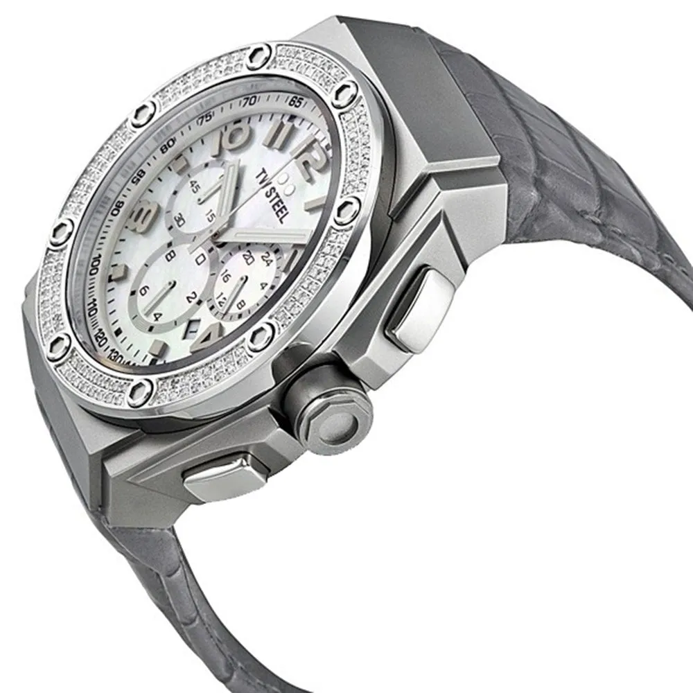 TW Steel CEO Chronograph Date Stainless Steel CE4005 Diamond Bezel Mother of Pearl Mens Watch Quartz
