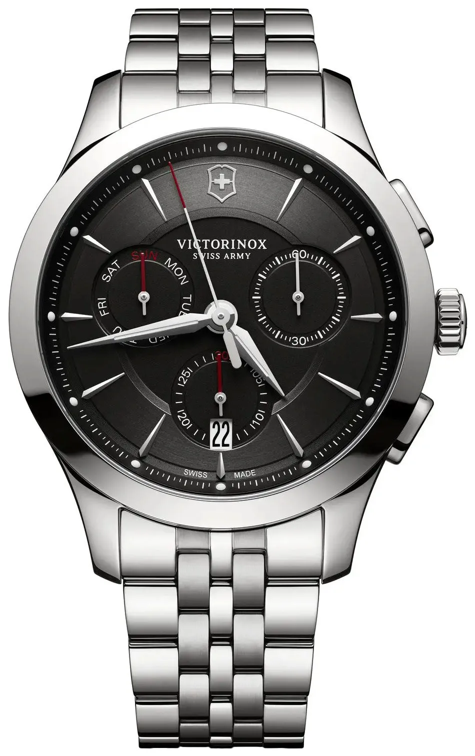 Victorinox Swiss Army Alliance Chronograph Stainless Steel Black Dial Date Mens Watch 241745