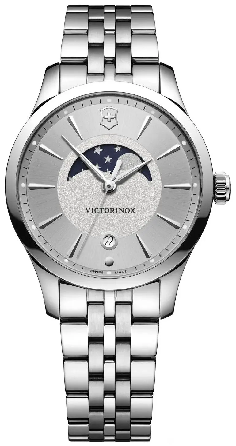 Victorinox Swiss Army Alliance Small Stainless Steel Silver Dial Moonphase Date Womens Watch 241833
