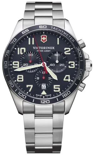 Victorinox Swiss Army FieldForce Chronograph  Stainless Steel Mens Watch Blue Dial Calendar 241857