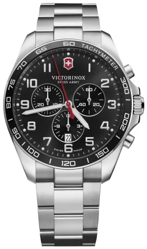 Victorinox Swiss Army FieldForce Classic Chronograph Stainless Steel Black Dial Date Mens Watch 241899