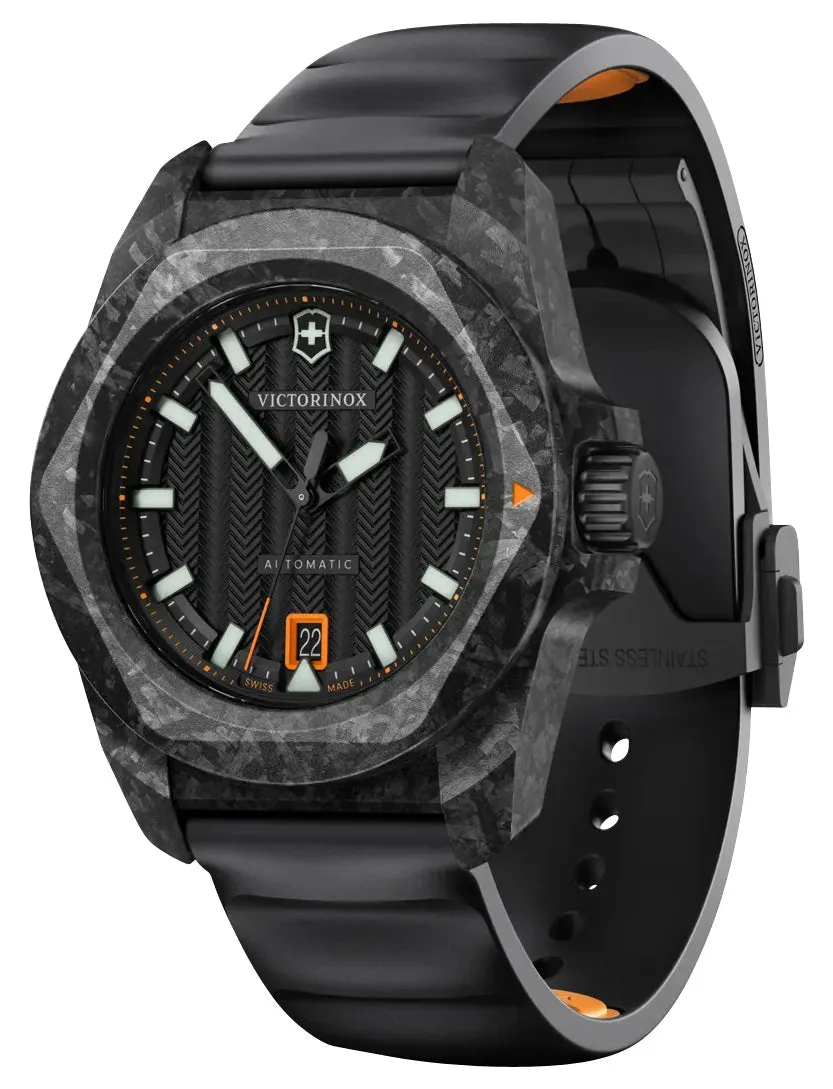 Victorinox Swiss Army I.N.O.X. Automatic Black Carbon Black Dial Black Rubber Strap Date Divers Mens Watch 242023.1